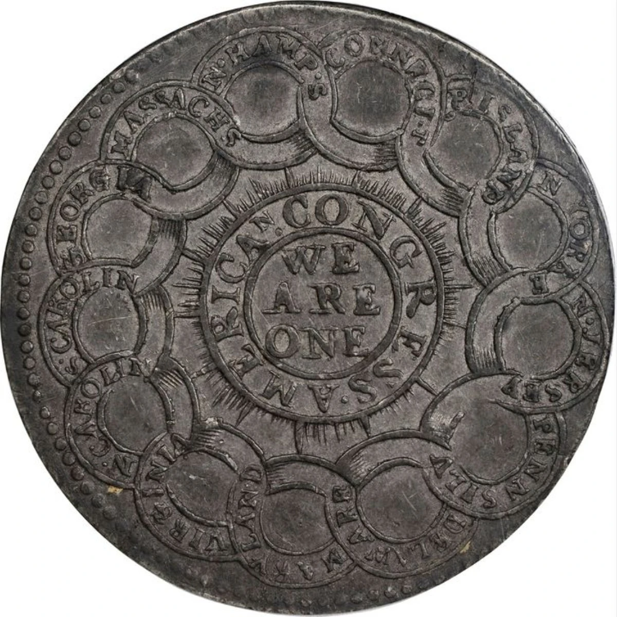 1776-1783-Continental-Dollar--Newman-1-C---W-8445---Rarity-3---Curency---Pewter
